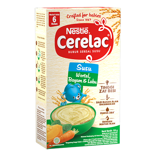 Bubur Sereal Susu Wortel, Bayam & Labu